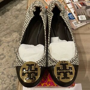 Tory Burch Serena 2 Ballet Flats - Brown/coconut Tweed, Size 11
